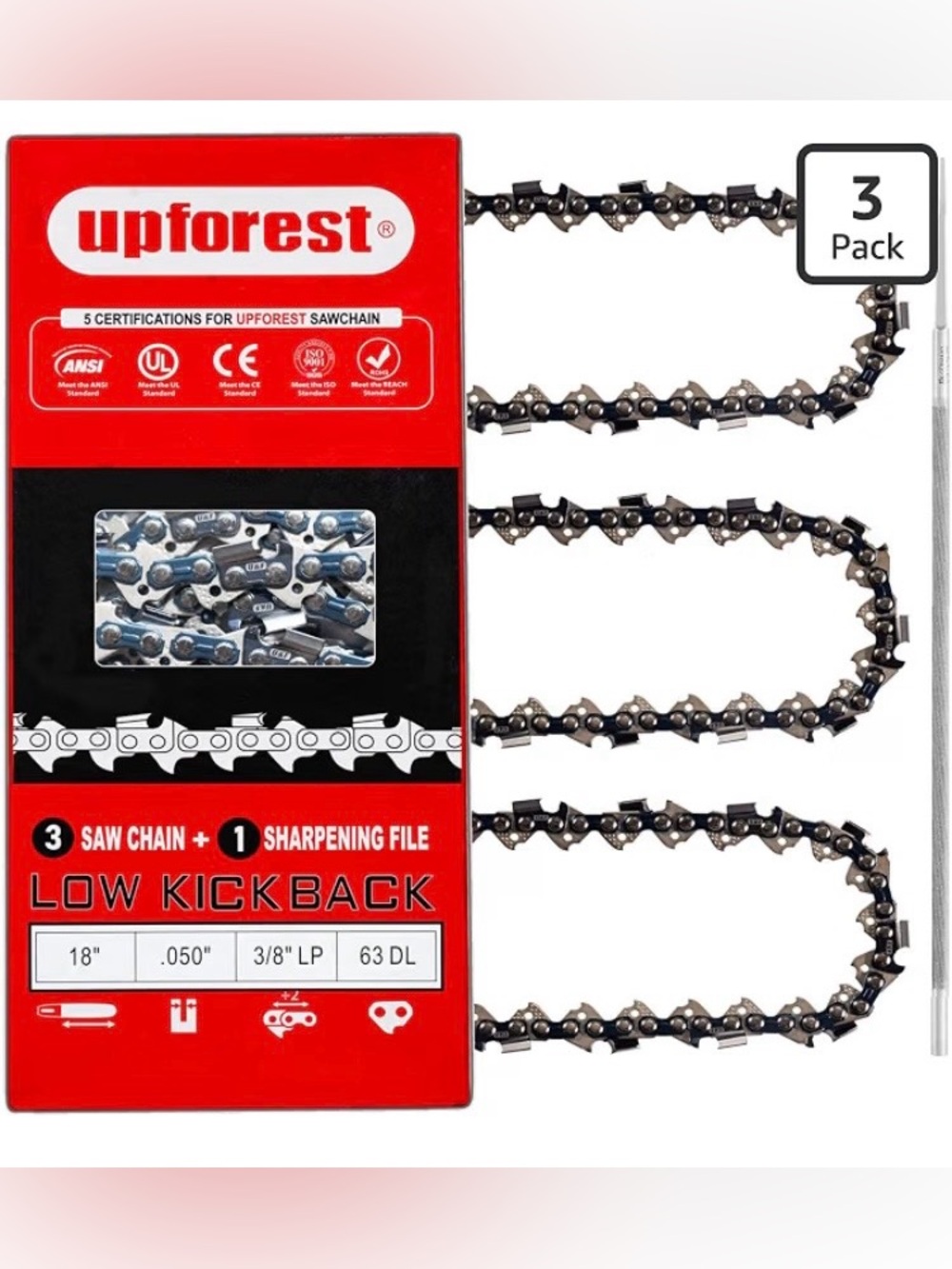 18" Chainsaw Chain FITS GREENWORKS , 3pcs. SEALED PACKAGE